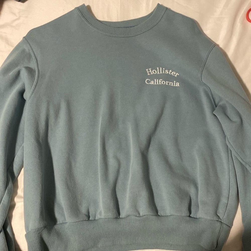 Blue with a little tint of green hollister crewneck. XS 
(I take offers too)
